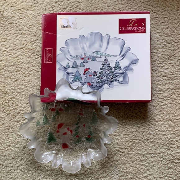 Mikasa “Celebrations” Christmas Serving Plate New In Box Holiday- Frosted Glass - Picture 3 of 11